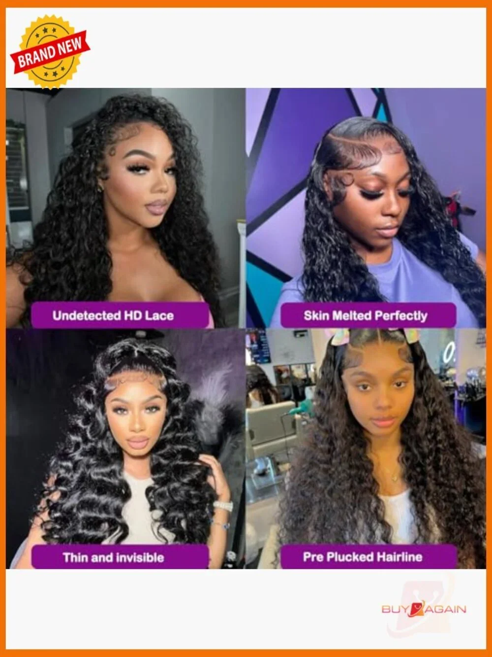 200% Density Human Hair Deep Wave Lace Front Wig 13x6 Pre Plucked